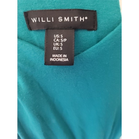 Willi Smith Teal Maxi Dress Boho Size Small Sleeveless V-neck Adjustable Straps - Picture 3 of 8